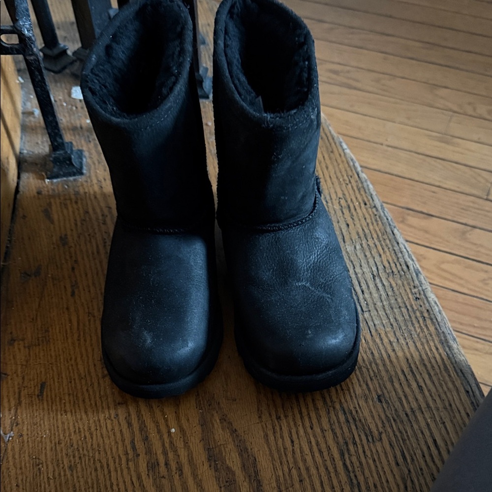 UGG Kids Black Fleece-Lined Boots